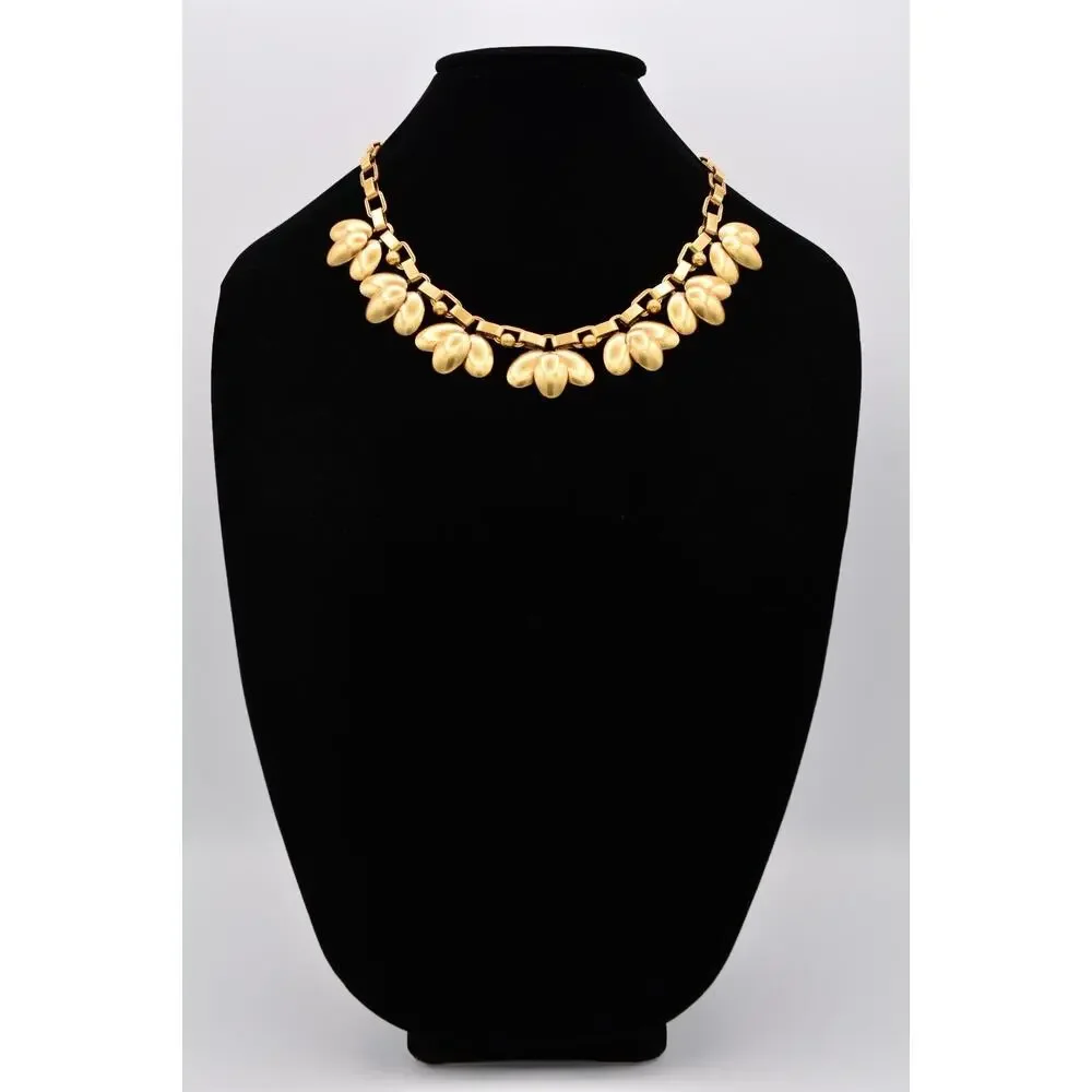 Stella & Dot Vintage Collar Necklace Brushed Gold Antiqued Chunky Charm Chain 9J